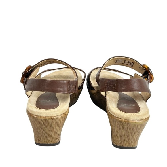 Dansko Brown Leather Sandals with Cork Wedge - Picture 4 of 8